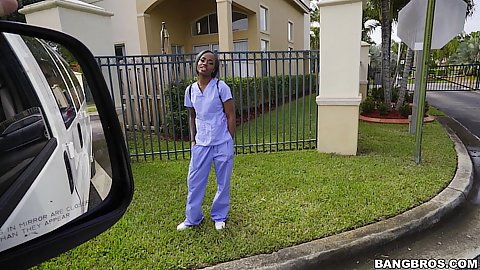 Lovely nurse Lexxi Deep picked up on the side of the road in public