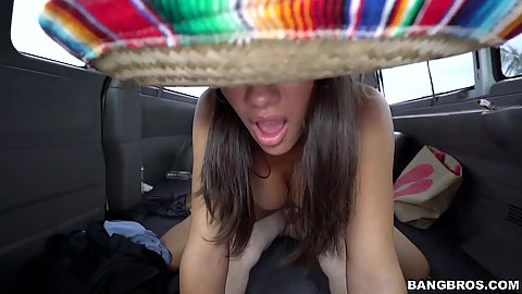 Crazy hat wearing teen Victoria Valencia getting injected with dick