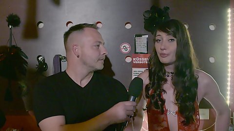 Lilly Ladina giving a small interview before orgy start