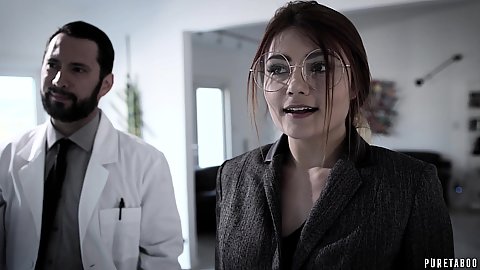 Clothed and very to herself teen Adria Rae visiting her doctor to get a consulation to see why she is not slutty enough