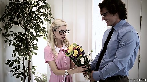 Blondie nerd likes theflowers and wears a very shy dress then makes out with her sensual friend Piper Perri