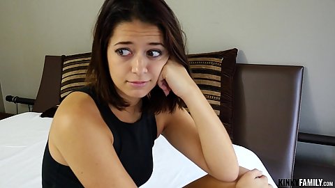 Surprise stepsister Izzy Bell not sure what to do and now this bitch will suck my dick