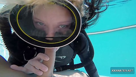 Scuba diving underwater blowjob oral with young teen Monica