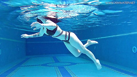 Bikini girl enjoyable pool swimming solo Sheril Blossom
