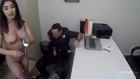 Naked girl in police station with cmnf officer getting Kim Torres handcuffs done to bang her on his interrogation table