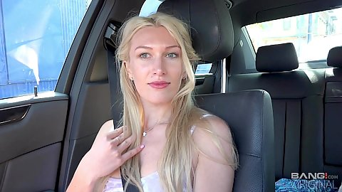 This spunky looking Russian milf Angelina Bonnet lets us touch her boobs while we are driving around as if its ok
