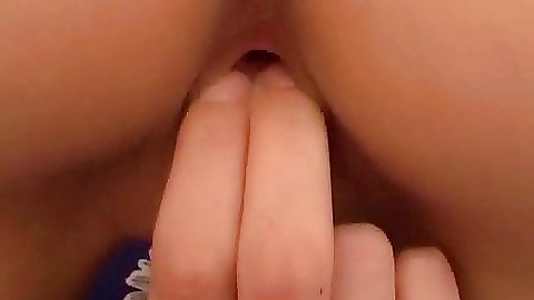 Close up wet dripping pussy view with fingers inside