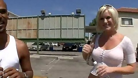 Big tits in the parking lot slut going to the office