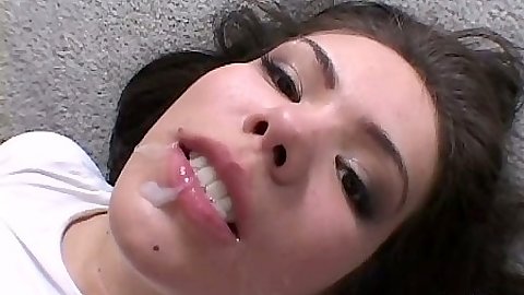 Latina teen with cum on her face after nice facial