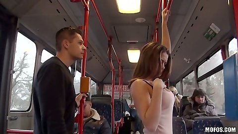 Bonnie public bus seducing teen gets man dick from behind