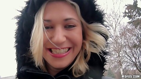 Public picking blonde euro skank Linda Ray and we go for a walk