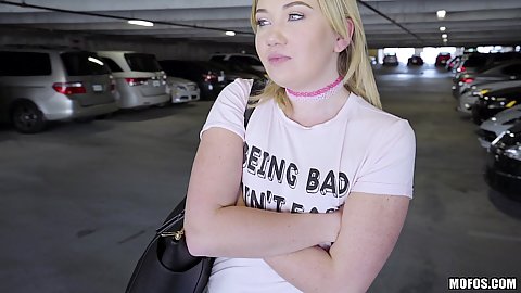 Deliberating sex for cash with blondie college pick up girl Zelda Morrison in the parking lot