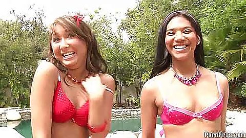 Two teens with perky tits in their first time video