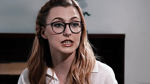 Glasses wearing nerd girl Britney Light has the hots for her professor