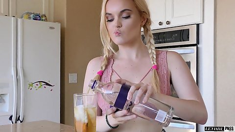 Blonde little babysitter River Fox is slacking off she would rather masturbate and watch porn then do something and gets caught