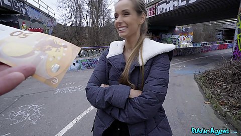 Outdoors sex for money public pick up and convincing Kinuski to show her bra on the street and come back with us