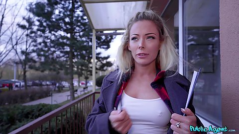 Blondie with no bra and nipples poking through her top in public outdoors offered quick money to suck strangers dick in the park in pov Isabella Deltore