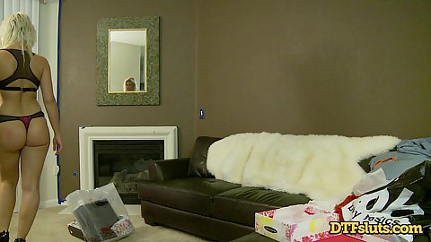 Anikka Albrite great arse blonde caucasian beauty girlfriend being involved in living room standing shagging including sucking ramrod off