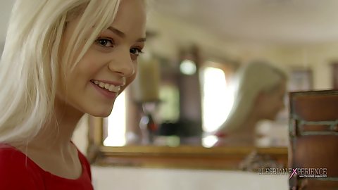 Elsa Jean as well as Trillium girl on girl taking clothes off kissing from small size boobies blondes caucasian felicitous hot chicks