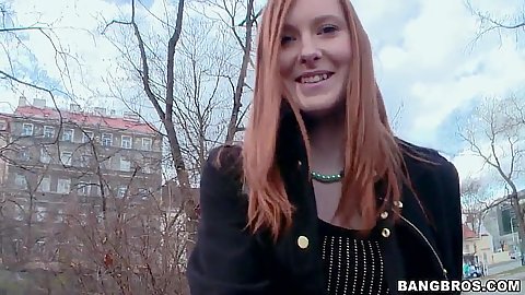 Redhead euro chick in public park Linda Sweet